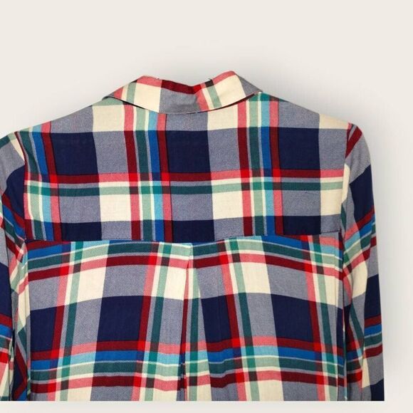 LULUS Womens Tunic Sz Medium Red‎ Blue Plaid Long Sleeve Flared Shirt Dress Prep - Picture 9 of 13